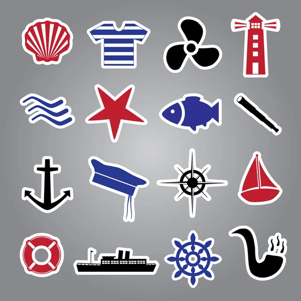 Nautische pictogram stickers collectie eps10 — Stockvector