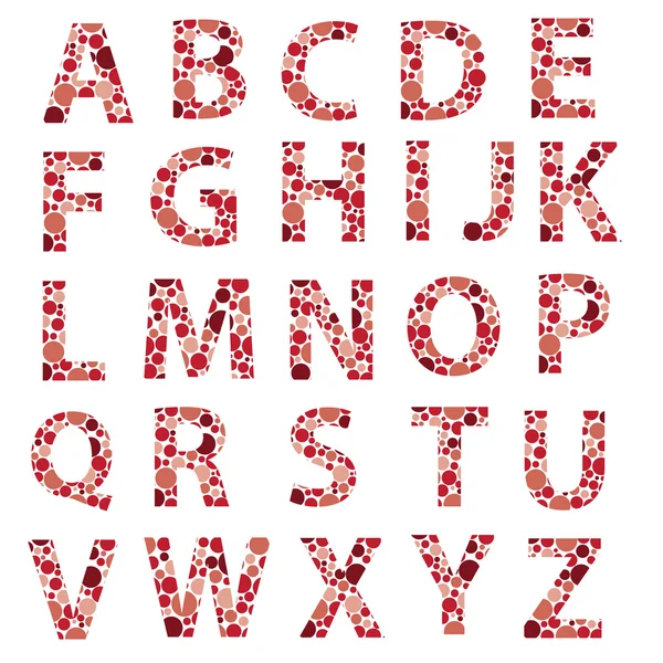 Red dotted alphabet letters eps10 — Stock vektor