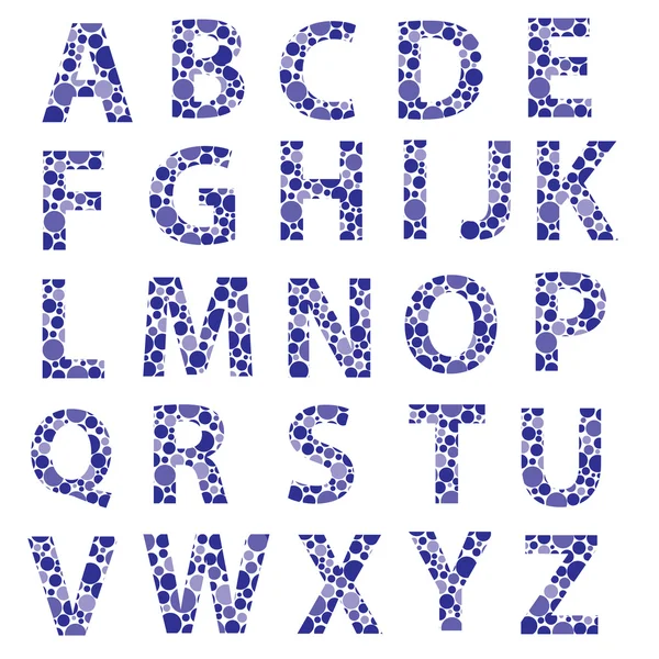 Letras azules del alfabeto punteado eps10 — Vector de stock