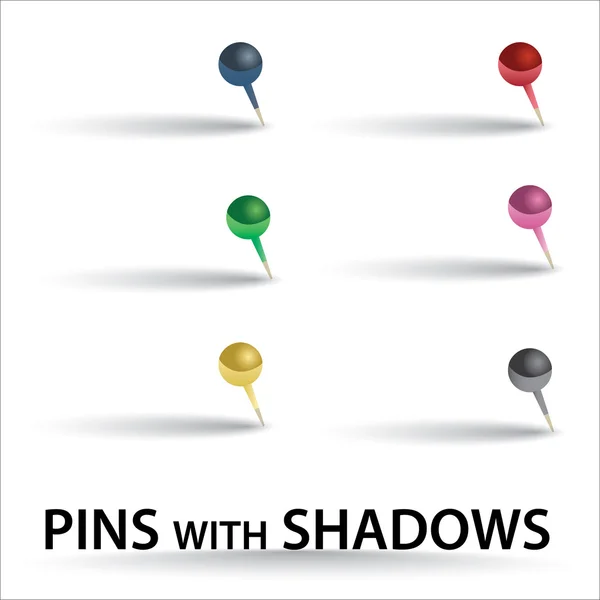 Color pins with shadow eps10 — Stock Vector
