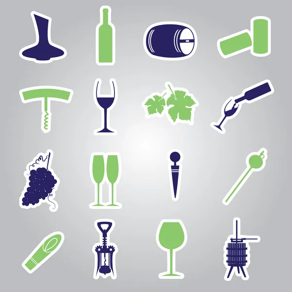 Vino pegatinas icono conjunto eps10 — Vector de stock