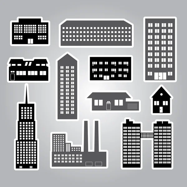 Edificios y casas pegatinas eps10 — Vector de stock