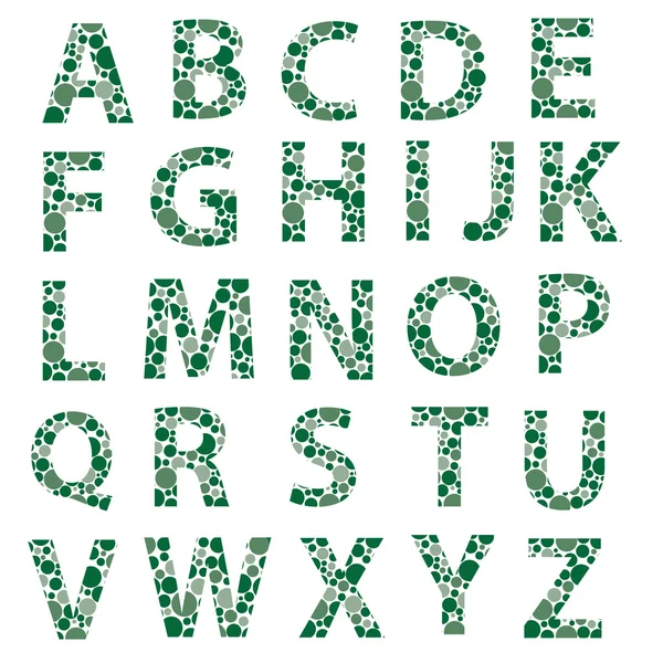 Grün gepunktete Buchstaben des Alphabets Eps10 — Stockvektor