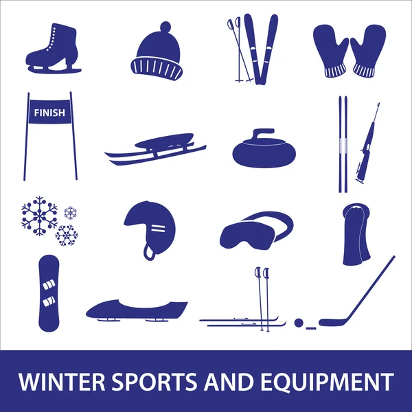 Esportes de inverno e ícones de equipamentos eps10 — Vetor de Stock