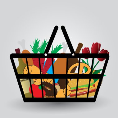 alışveriş sepeti ile gıda maddeleri simgeler eps10