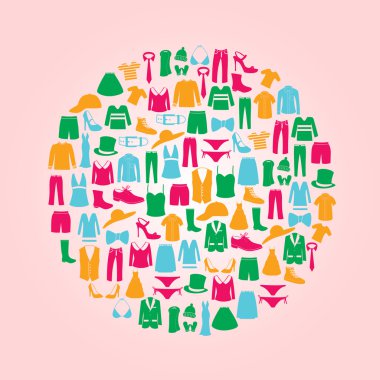 Daire eps10 renkli giyim Icons set