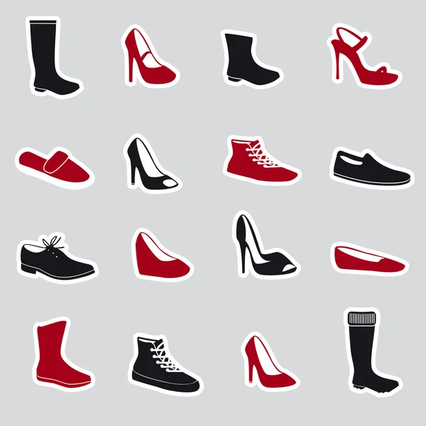 Laarzen en schoenen stickers eps10 — Stockvector