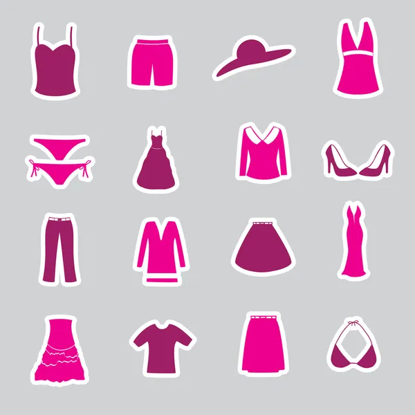 Womens kleding stickers instellen eps10 — Stockvector