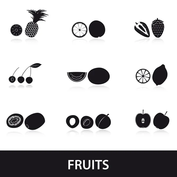 Frutos e meias-frutas eps10 — Vetor de Stock