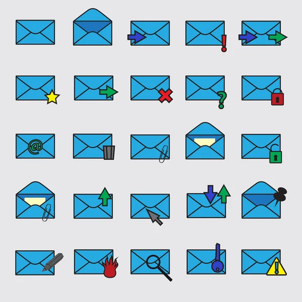 Ordenador correo simple azul iconos eps10 — Vector de stock