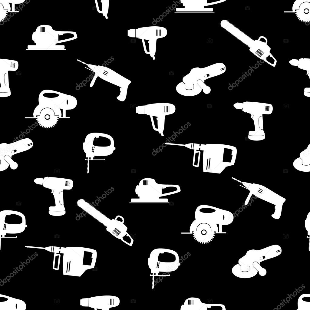 power tools black and white pattern eps10