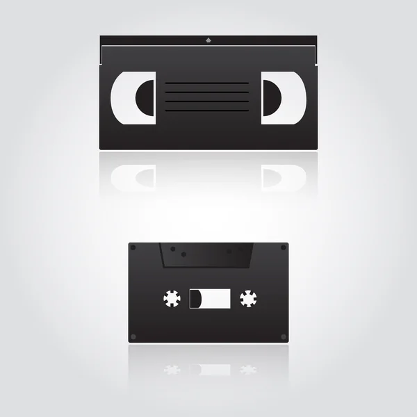 Símbolos de cassetes de áudio e vídeo eps10 — Vetor de Stock