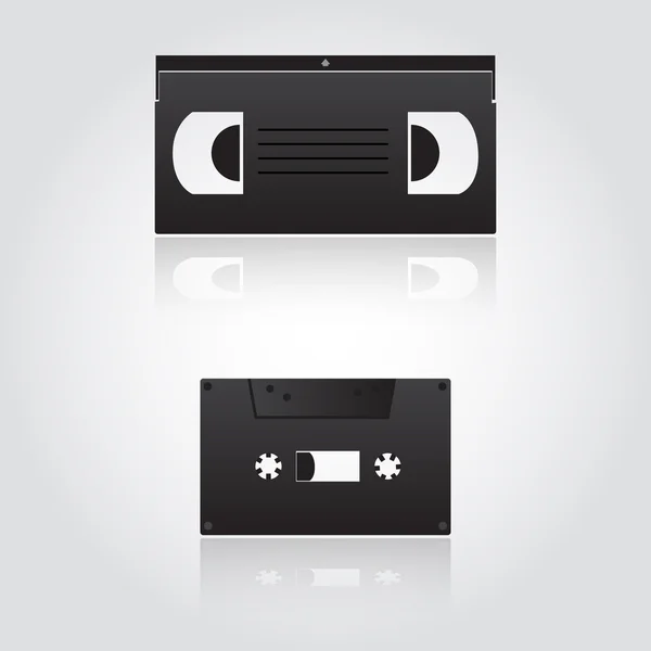 Símbolos de cassette de audio y vídeo eps10 — Vector de stock