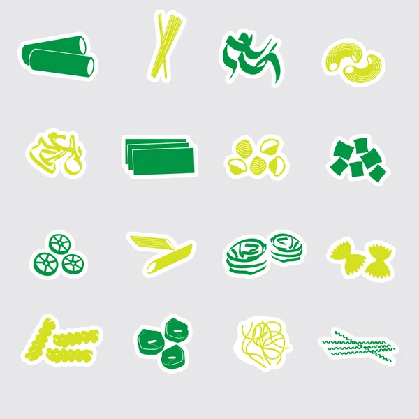 Types of pasta food stickers eps10 — Stock Vector