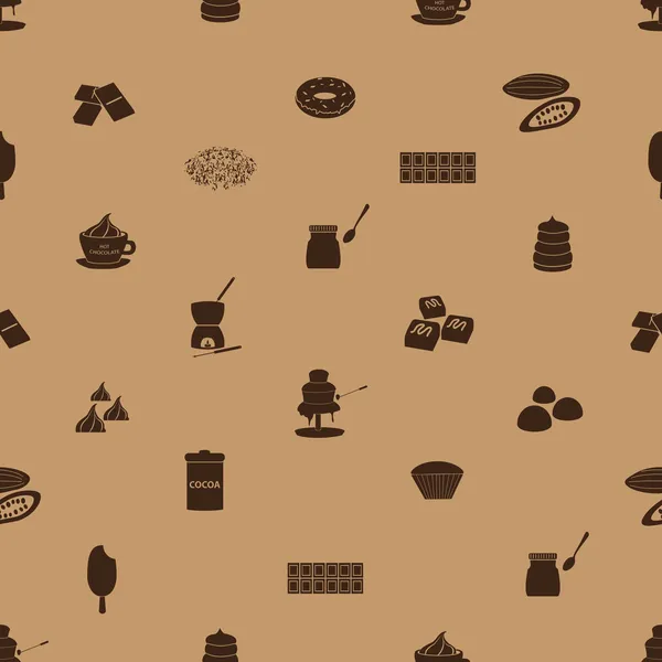 Iconos de chocolate patrón marrón sin costura eps10 — Vector de stock