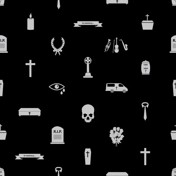 Pohřeb ikony černé bezešvé pattern eps10 — Stockový vektor