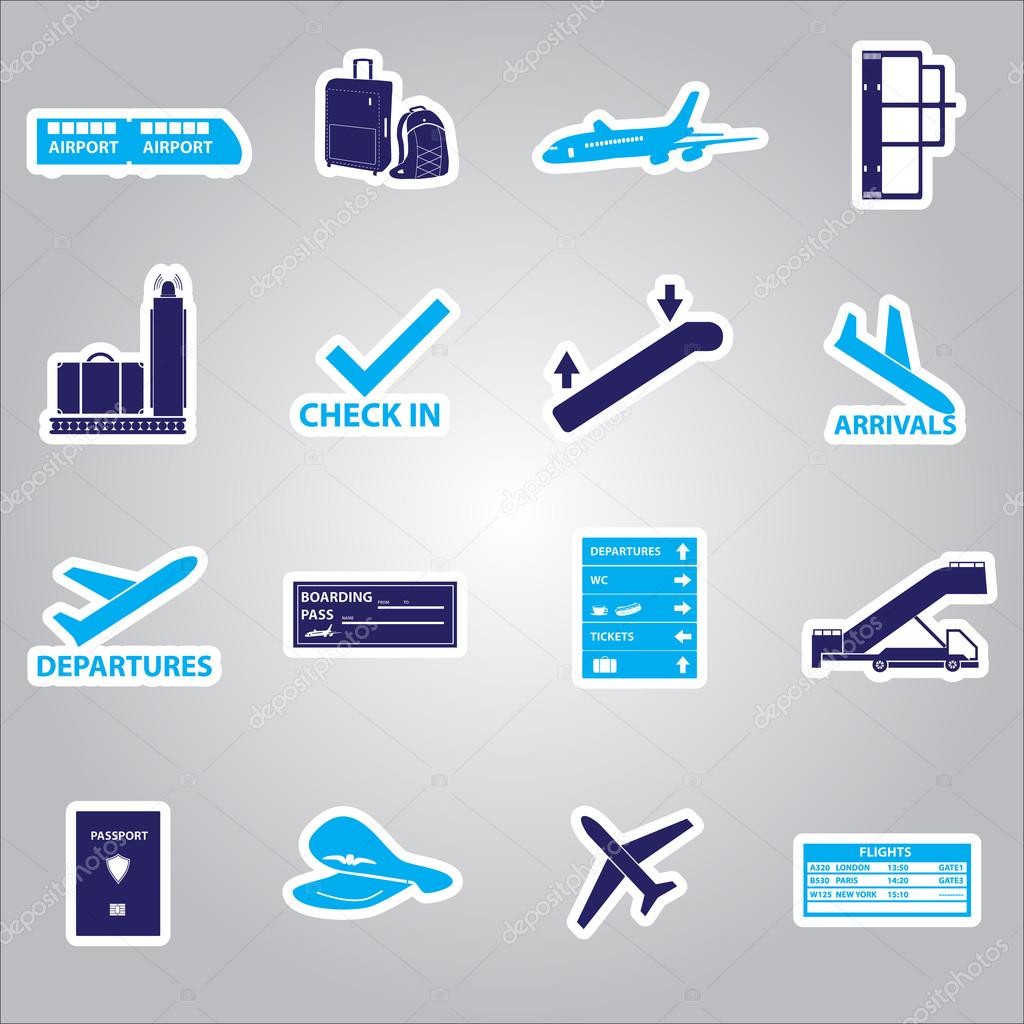 airport stickers set eps10