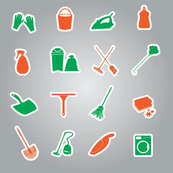 Cleaning stickers set eps10 — Stock Vector