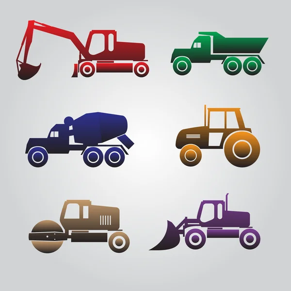 Color heavy machinery cars icons eps10 — Stock Vector