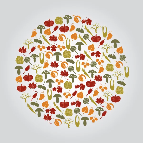 Various autumn icons in circle eps10 — Stock Vector