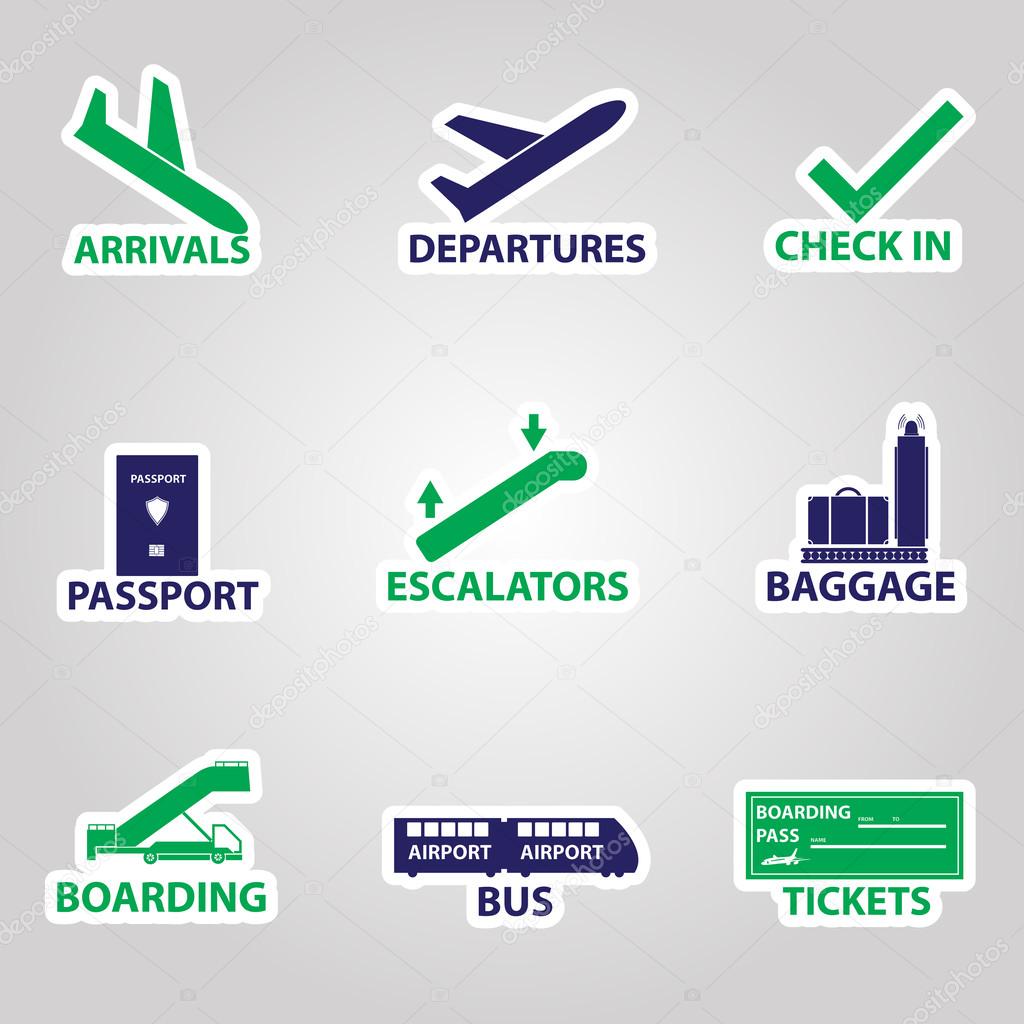 airport signs stickers eps10
