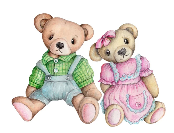 귀여운 장난감 부부의 아이들을 손으로 고립된 디자인 카드에 — 스톡 사진