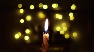 Mum ve bokeh ışıkları - Noel tebrik kartı 