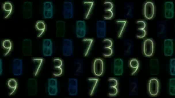 Digitale Beleuchtung Zahlen Hintergrund Programmierung Zahlen — Stockvideo
