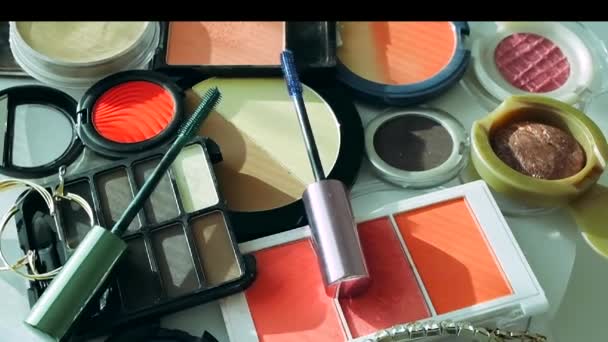 Herramientas Maquillaje Equipo Maquillaje Giratorio — Vídeos de Stock