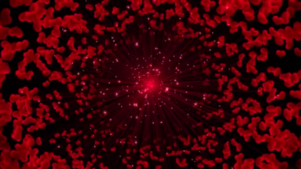 Abstract Red Hearts Explosion — Stock Video