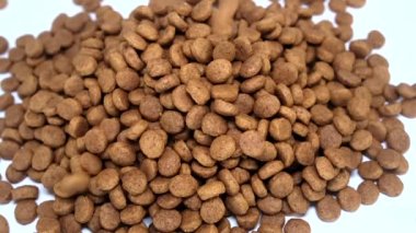 Kuru kedi maması dökülüyor.