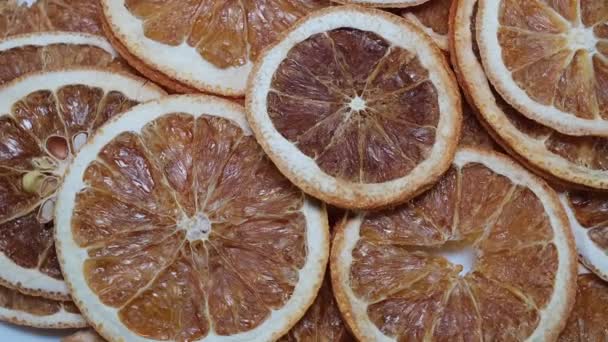 Dry Orange Slices Dry Orange Slices Rotating — Stock Video