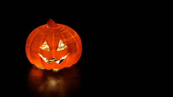 Halloween Konzept Kürbis Mit Lichtern Dunkeln — Stockfoto