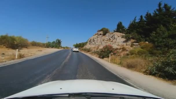 POV tiro de carro em movimento viajando na Turquia Bodrum — Vídeo de Stock