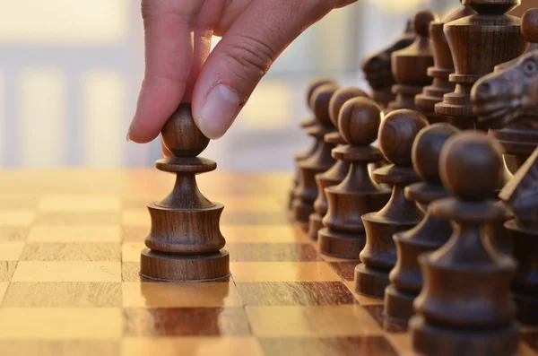 En tabell med schack — Stockfoto