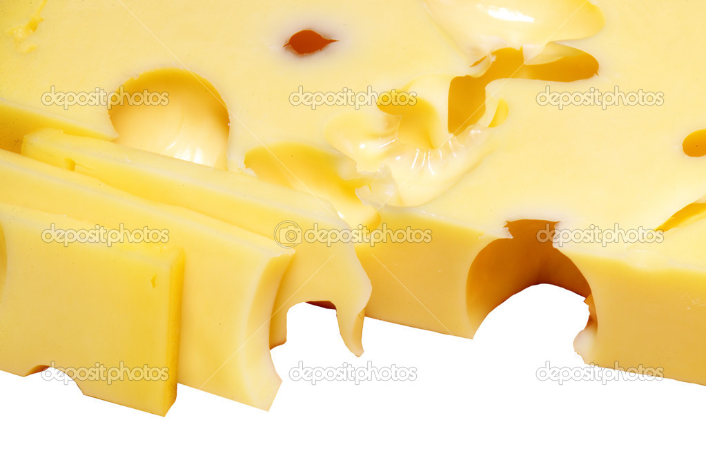 Cheese Maasdam on white background