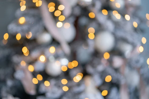 Borrosa con fondo de Navidad boke close-up con blanco, gris, amarillo, color —  Fotos de Stock