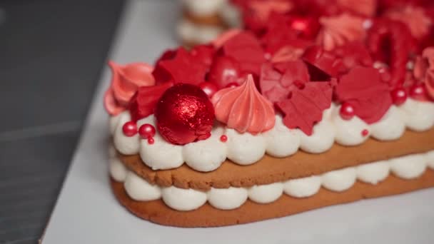 Pomysł na świąteczne dekoracje tortu — Wideo stockowe