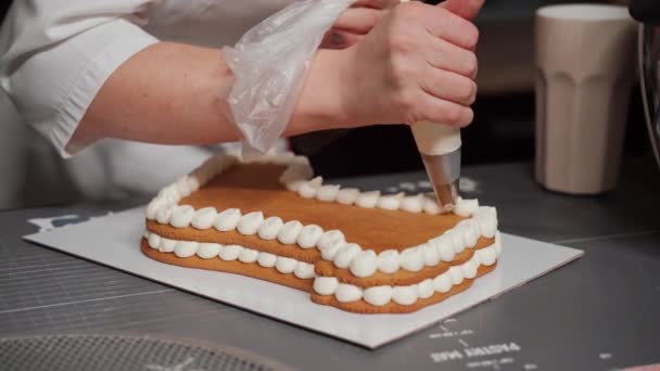 Profesyonel pastacıdan Noel pastaları için dekor fikri — Stok video