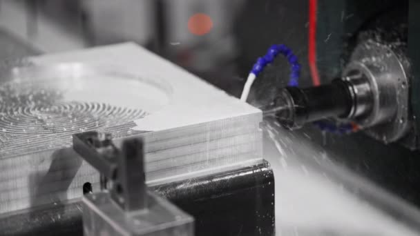 Minsk, Belarus -12 01 2021: CNC milling process at high-tech metal mould factory — стокове відео