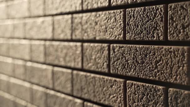 Primer plano de la textura de la pared de la casa forrada con paneles de fachada flexibles — Vídeos de Stock
