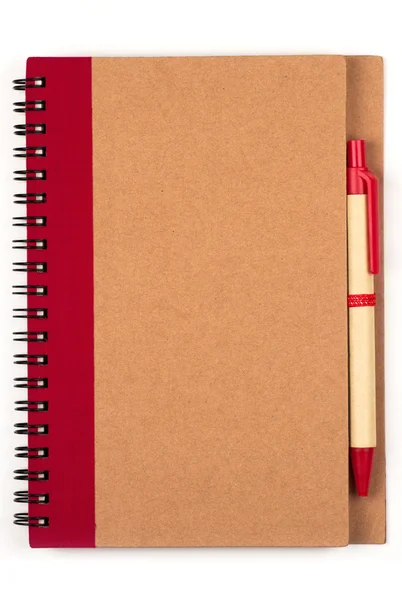 Recykling papieru notatnik i długopis — Zdjęcie stockowe