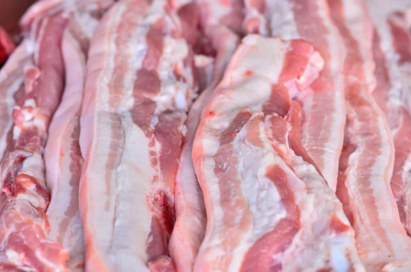 Fresh Raw Streaky Pork Sell Market — Photo
