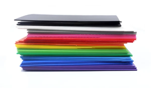 Stack Colorful Corrugated Plastics Isolated White Background — Stock Photo, Image