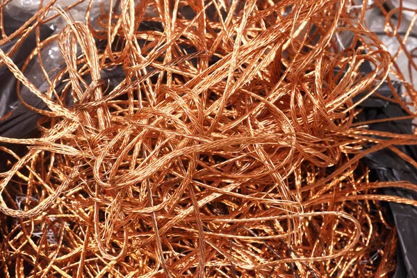 Bag of electrical copper waste, scrap copper wire material for recycling business in recycling plant