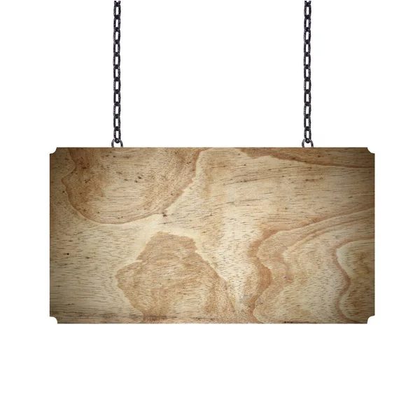 白い鎖に吊るされた木製の看板 — ストック写真