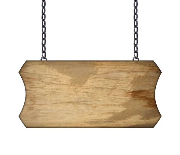 Beyaz bir zincirde asılı ahşap tabela