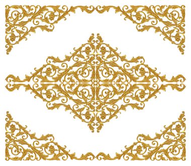 Süs malzemeleri, klasik altın çiçekli tasarımlar.