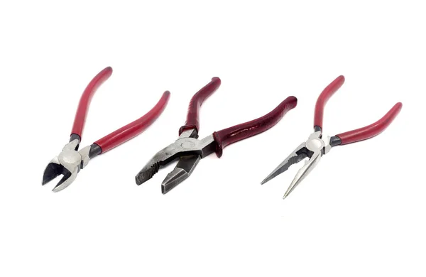 Set Pliers Wire Cutters Isolated White Background — Stockfoto