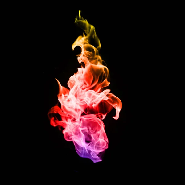 Abstract Colorful Fire Flames Black Background — Fotografia de Stock